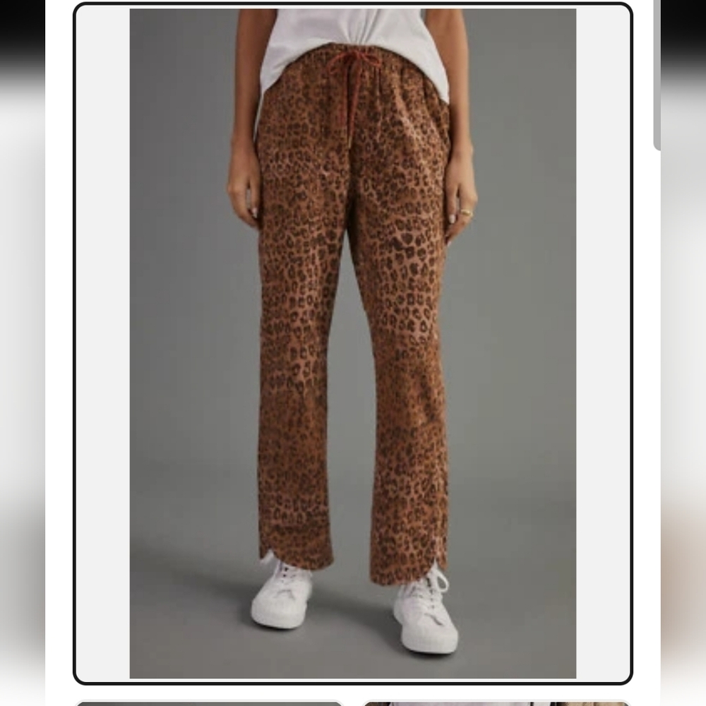 Anthropologie Pilcro The Cottage Corduroy Leopard Print Women's Pants Joggers M - Picture 2 of 10
